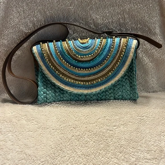 SUN N SAND “Turk Bleu Beauty” Straw Bag - Picture 1 of 15